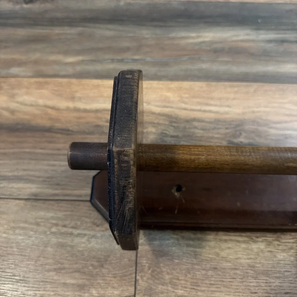 Vintage Dark Wood Wall Hanging Towel Paper Towel Holder